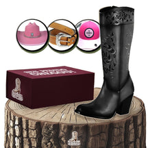 Kit Bota Country Feminina Divina em Couro Legítimo + BRINDES: Chapéu, Cinto e Boné