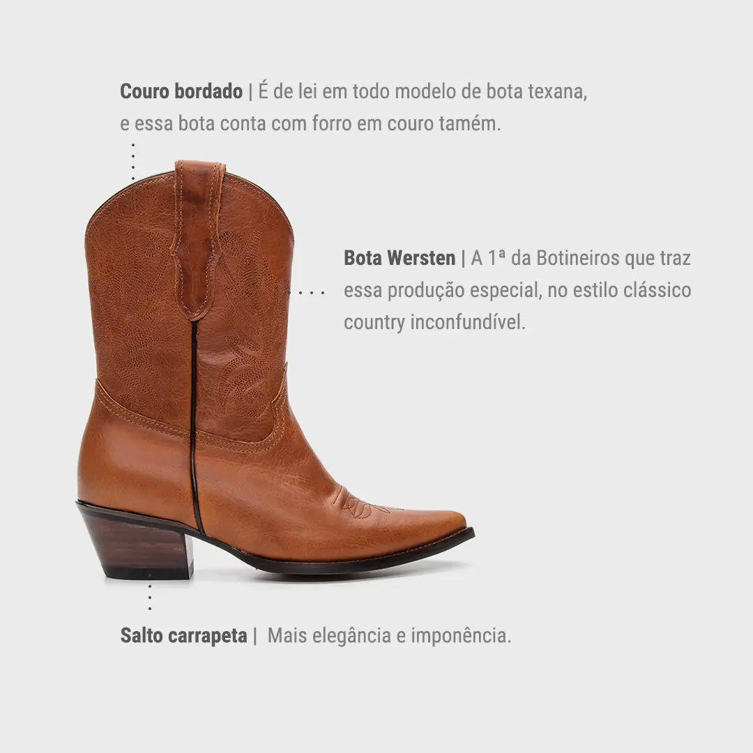 BOTA TEXANA FEMININA MALVI PREMIUM HAVANA